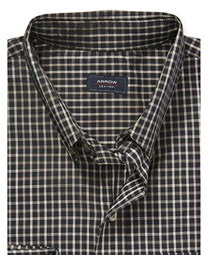 Arrow 1851 Men's Hamilton Poplins Long Sleeve Button Down Plaid Shirt4