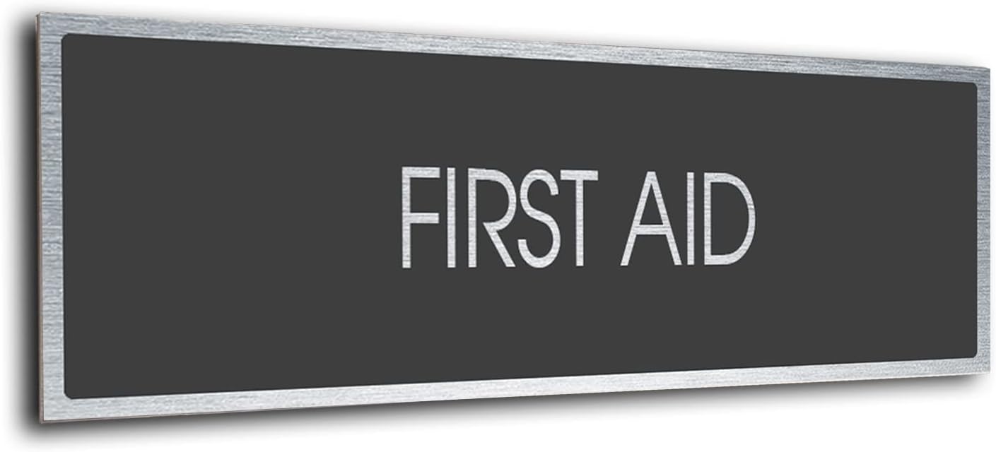 First Aid Door Sign Modern Brushed Metal Door Sign. Office Door Signs. Rust and Maintenance