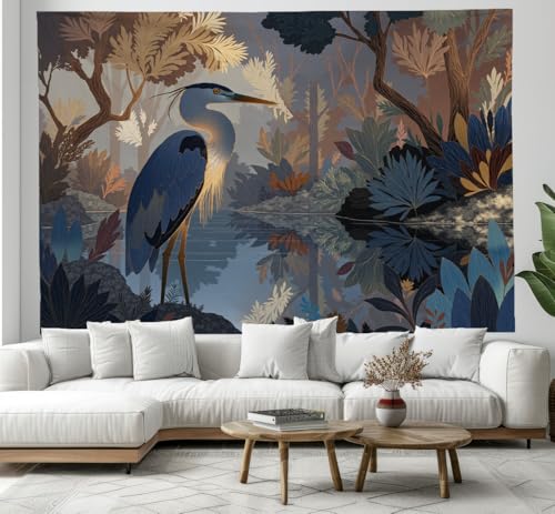 Tapiz de pared grande y decorativo de tela de garza natural para colgar en el dormitorio