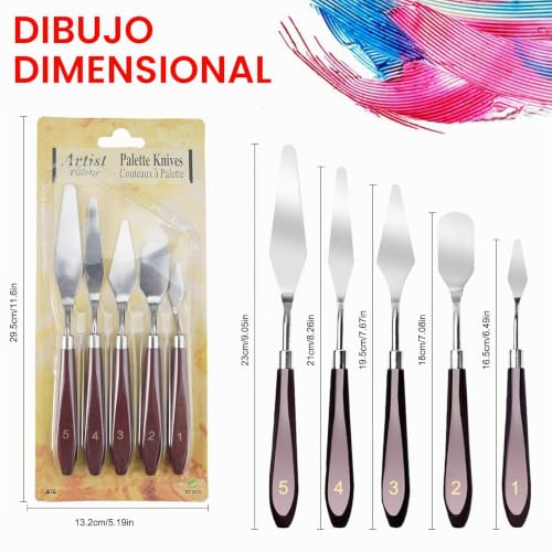 Miniatura 2 de 11 Piezas Espatulas Pintura Acrilica Set,5 Cuchillos De Paleta De Acero Inoxidable,6 Cuchillos Rascadores,Cuchillo De Pintura, Raspador Para Arte,Artesanal,Para Principiantes,Estudiantes,Artistas