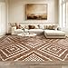 Area Rug 5x7 Rug Machine Washable Non-Slip Low Pile Print Pattern Western Rug for Living Room Bedroom Entryway Tribal Series -Yellowbrown/Cream