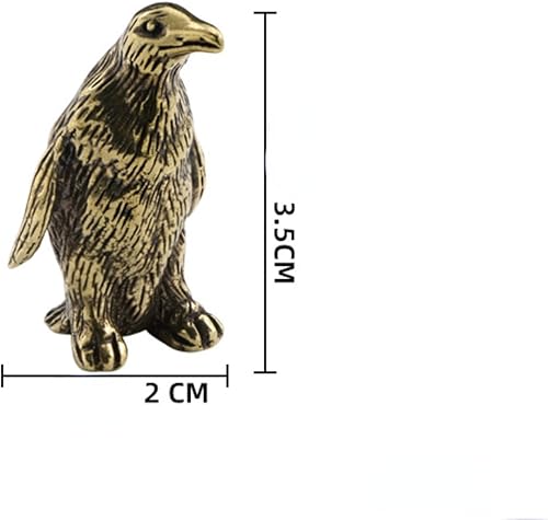 Miniatura 6 de DTREEL Figuras en miniatura modelo de pingüino emperador de latón, bronce interesante animales marinos estatua escultura adorno de escritorio bonsái