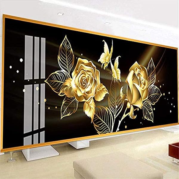 Nicole - Kit per pittura con diamanti 5D, con punte e punte per trapano, colore oro rosa, per soggiorno, camera da letto, decorazione da parete (150 x 40 cm)