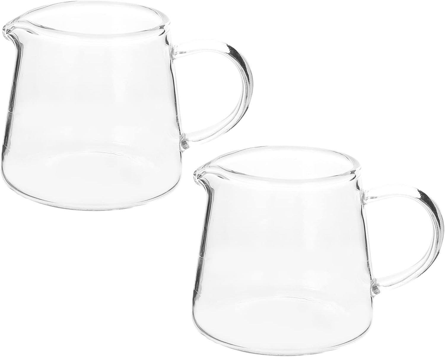 2pcs Milk Glass Cup Glass Coffee Measuring Cup Triple Pitcher for Milk Espresso Beverage Coffee Serving Cup Cups (Transparent)