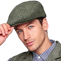 Herringbone Flat Ivy Newsboy Cap für Herren Klassische Wollmischung Tweed Cabbie Hut, L/XL