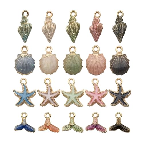 WOCRAFT 40pcs Enamel Sea Ocean Life Seashell Conch Charms for Jewelry Making Bulk Summer Nautical Marine Life Charms Necklace Earrings Bracelet Making DIY Craft (SN798)