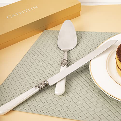 CATHYLIN Wedding Cake Knife and Serve Set, Fancy Hand Craft Italian