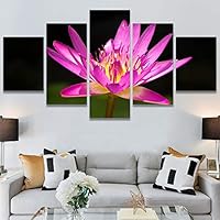 SIGNWIN 5 Panel Canvas Wall Art Water Lily for Home Decorations Ready to Hang - 60