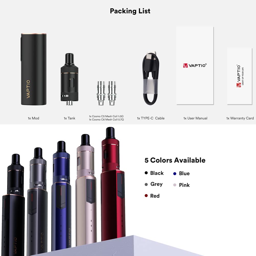 elfbar nachfüll pod läuft aus VAPTIO Cosmo 2 Kit Sigaretta Elettronica 2000mAh Batteria Starter Kit con  Bobina Cosmo 2 pezzi 0,7ohm(C6)/1,0ohm(C5), No E Liquido No Nicotina (Nero  nastro) : Amazon.it: Elettronica