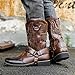 CHUUMEE Mens Retro Cowboy Boots Square Toe Classic Fashion Embroidery Western Boot for Male Slip Resistant Durable Leather (Brown,12)