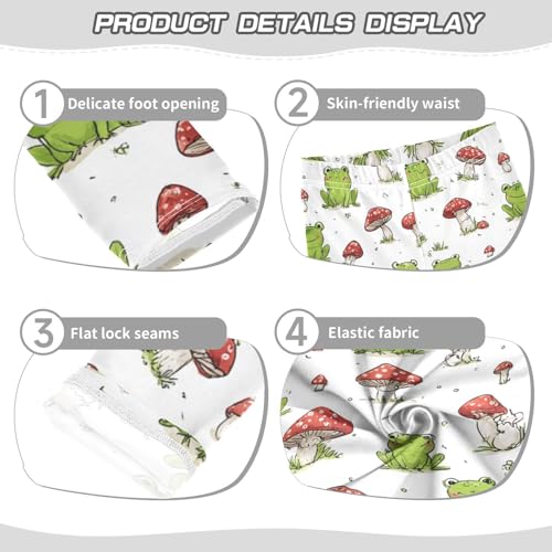 Red Mushroom Cute Green Frog Girls Leggings Kids Yoga Pants Dance Active Tights 4T3