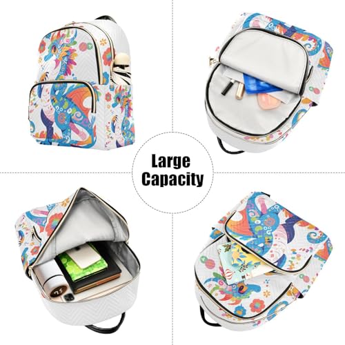 Image of ALAZA Cute Dragon Cartoon Small Backpack Purse for Women Travel Bag Fashion Daypack Back Pack Shoulder Bag