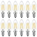 ANWIO B11 LED Filament Bulb E12 Candelabra Base 60W Equivalent, Dimmable 2700K Warm White Chandelier Decorative Candle Light Bulb, B11 Chandelier Light Bulbs (12-Pack)