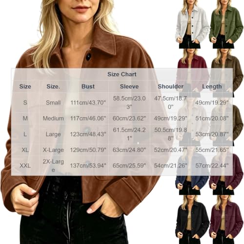 YRAETENM Faux Suede Jacket Women Casual Lightweight Cropped Fall Jackets - image 6