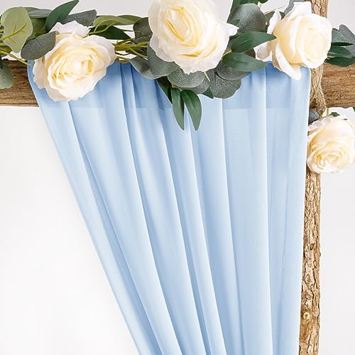 Image of Socomi Wedding Arch Draping Fabric 1 Panel 29 inch x 19Ft Baby Blue Sheer Chiffon Curtain Drapes 6 Yards for Wedding Ceremony Birthday Party Decoration