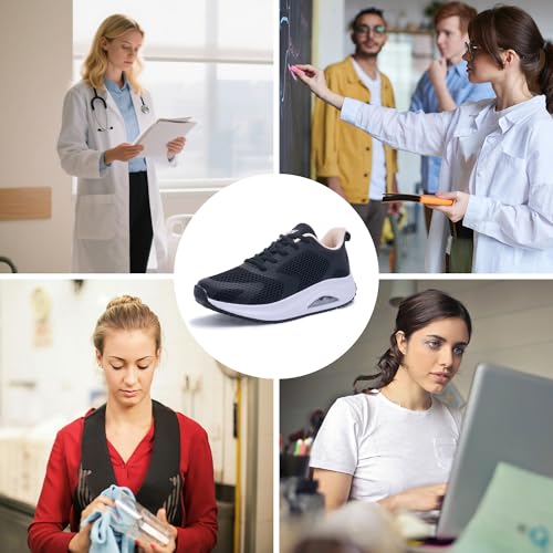 Image of SURRAY Women's Wide Width Walking Shoes - Plantar Fasciitis Arch Support Orthotic Sneakers, Comfortable Tennis Shoes for Casual Gym Workout US Size 6-11