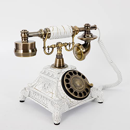 Royal Rotary Dial Retro Telephone, European Antique Vintage White Phone