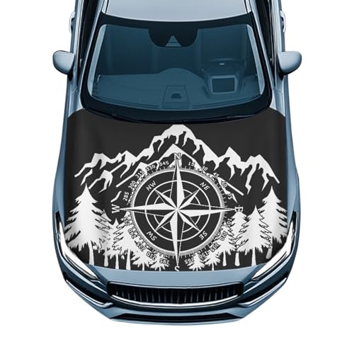 Image of Car Hood Cover Protector Car Decor Accessories Can be Washed Elastic Fabrics Hood Wrap Blanket for Most Cars SUV Truck, Mountain Pointer