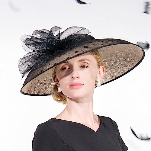 Vintagehat Leopard Kentucky Derby Hats Polka Dot Fascinators Mesh Bowknot Large Brim Fascinator Hats For Women #TOP1