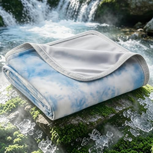 EMME Cooling Blanket Twin Size (60"x80") for Hot Sleepers, Arc-Chill Q-Max 0.45 Cool Fiber, Lightweight Summer Blanket for Night Sweats Relief, Ultra Breathable for Travel Outdoor, Blue by EMME - Used condition - CA$26.00