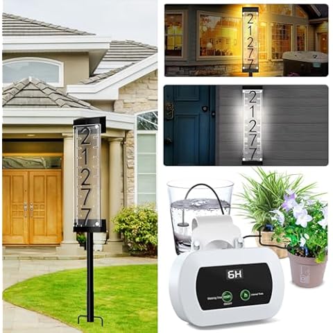 ZWJBSGY Solar House Number for Outside + Automatic Watering System for 10 Plants Cover