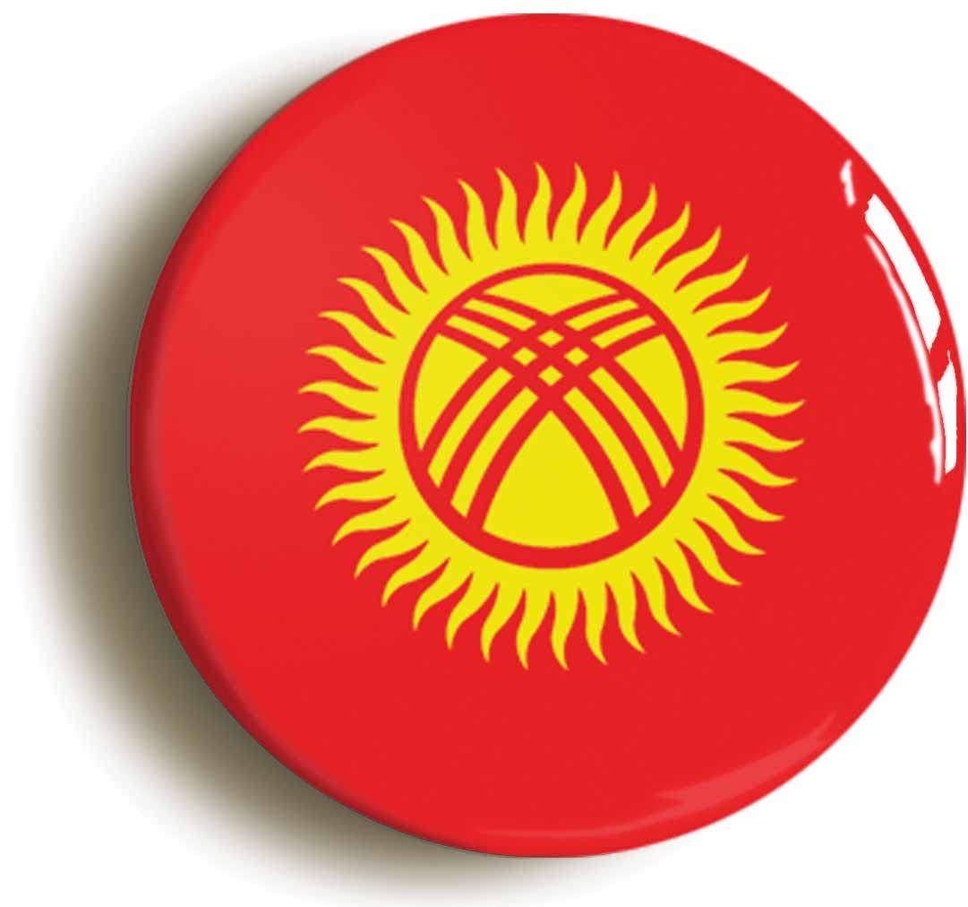 Kyrgyzstan National Flag Fridge Magnet (Circular 2inch / 50mm Diameter)
