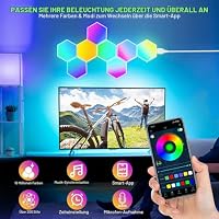 URAQT Hexagon LED Gaming Wandleuchte, 8 Stück RGB LED Panels Wandleuchte – Ansicht 3