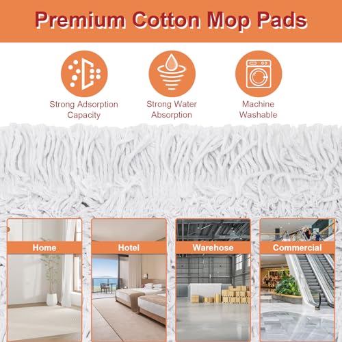 Image of 48 inch Commercial Dust Mops for Floor Cleaning, Heavy Duty Floor Duster with 60 inch Long Handle, Industrial Wet Dry Sweeper Mop with 2 Reusable Mop Pads for Janitor Indoor Warehouse Gym Hotel Clean