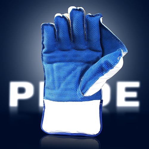 Image of Heega Pride Synthetic Leather, Rubber College Cricket Wicket Keeping Gloves | Padded Palm, Finger Protection Suitable for Professional Players and Practice Use (Men)