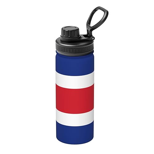 Flag of Costa Rica 18OZ Sports Insulated Water Bottle - Stainless Steel Water Bottle for Camping, Gym and Outdoor Activities