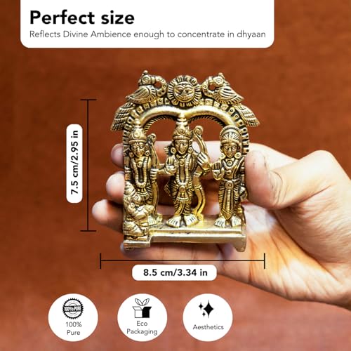 Image of Ekhasa 100% Pure Brass Ram Darbar Murti in Luxury Red Velvet Gift Box God Idols for Gifting | Best Wedding Gifts for Marriage Couple, Gifts for Couples, Housewarming Or Shop Opening Ceremony