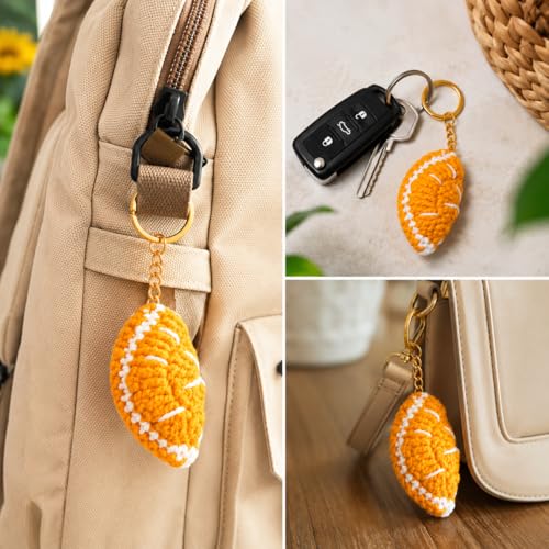Image of Handmade Crochet Keychain for Women & Girls, Cute Yarn Key Ring, Bag Charm, Car Key Holder & Gift, Aesthetic Handmade Floral Accessory