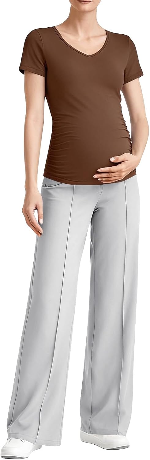 Women's Maternity Pants with Pockets Over The Belly Bootcut Maternity Pregnancy Pants Workout Active Loose Sweatpants