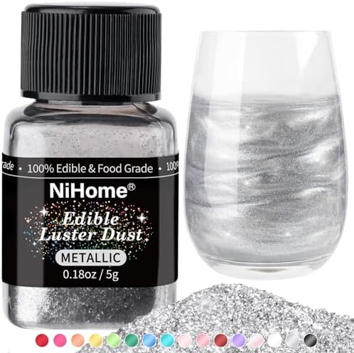 NiHome Edible Glitter Luster Dust for Drinks, Dessert, Vegan, Metallic