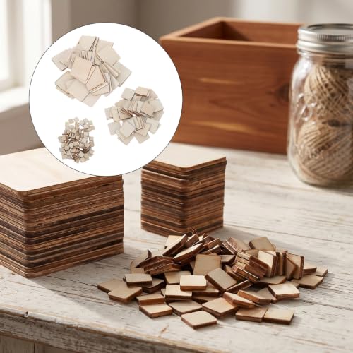 WOFASHPURET 200pcs Unfinished Wood Squares for DIY Crafts and 3D Greeting Cards, Consistent Thickness Rustic Wooden Square Pieces Easy Storage, Beige Wood Cutouts for Painting and Home - Image 8