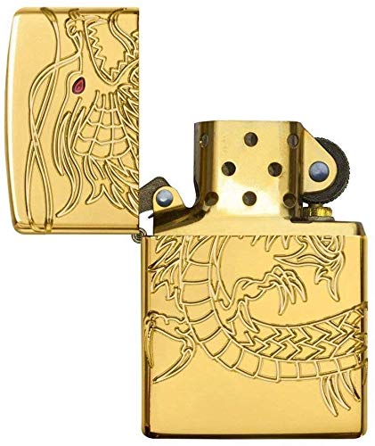 Zippo Gold Plate con Dragón Asiático miniatura 6