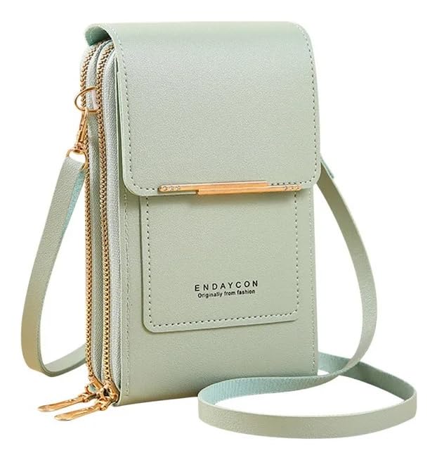 Bolsa De Couro Ombro Feminina Tocar Touch Cellular Multiuso (Verde, médio)