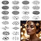 Face Painting Stencils Set – 24 PCS Reusable Body Art Templates with Butterflies, Christmas Snowflakes, Leopard Prints for DIY Halloween Party Makeup