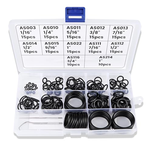 Dawitrly Scuba O Ring Kit 170 Pcs, 90 Duro Scuba Diving Nitrile O Rings with 2 Stainless Steel O-Ring Pick Set for Accurate Selection, Removal and Replacement for Dive Hose Diving Tank Scuba Gear