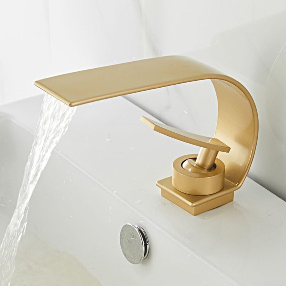 ZYCHSJXA Luxury Gold Waterfall Mixer Faucet for Bathtub & Wash Basin, Stylish Bathroom Tap, Modern Household Sink Faucet, Elegant Toilet Basin Fixture