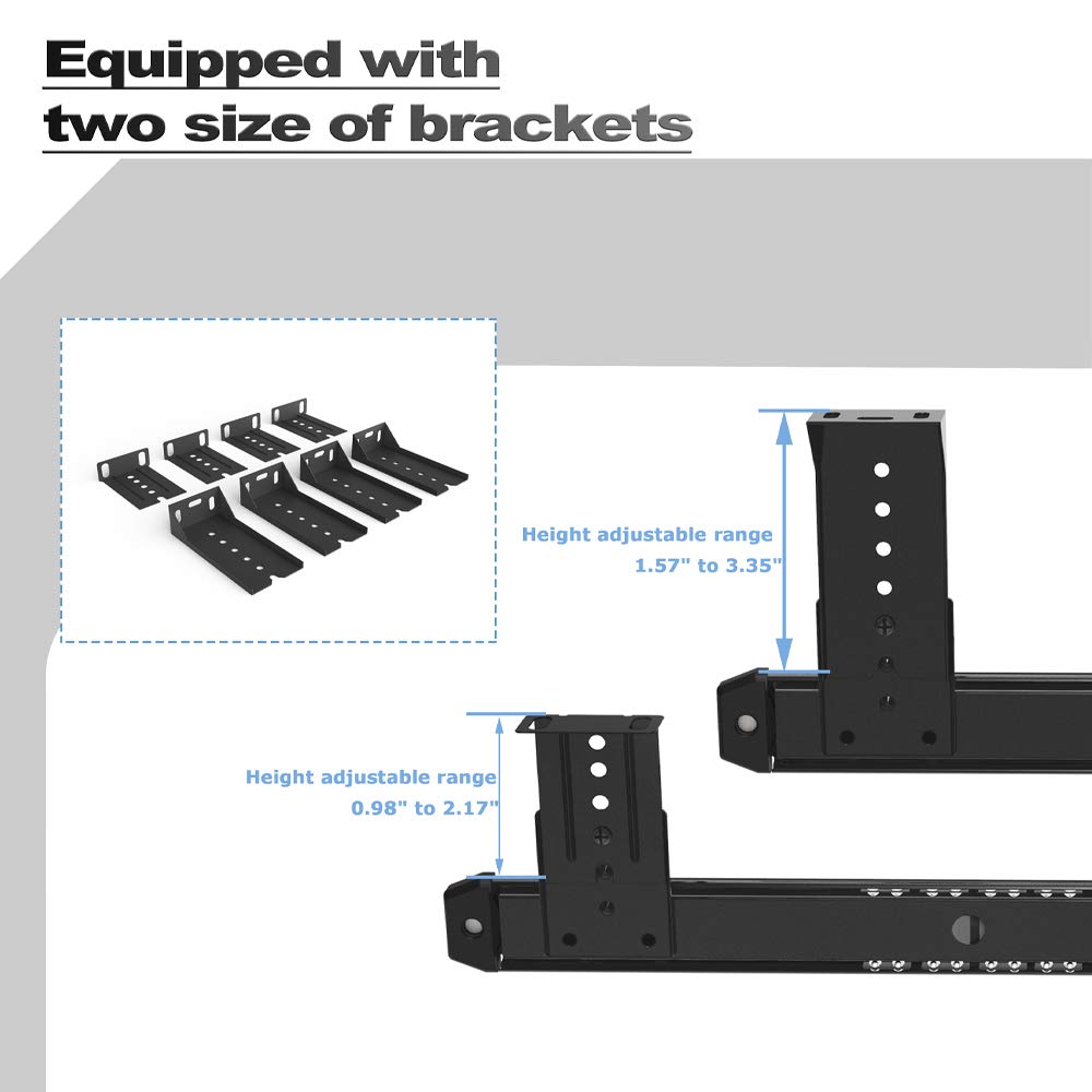 FRMSAET Heavy Duty 305/355/405/455 mm Dikte Staalconstructie Kogellager Toetsenbordgeleiders Toetsenbordladegeleiders Ladeaccessoires Kast Meubelbeslag Rails (455 mm, zwart