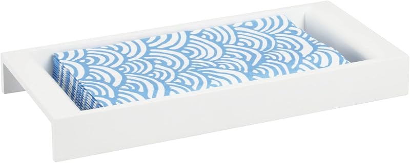 Small Wooden Tray, 5" x 11" x 1.23" High, White