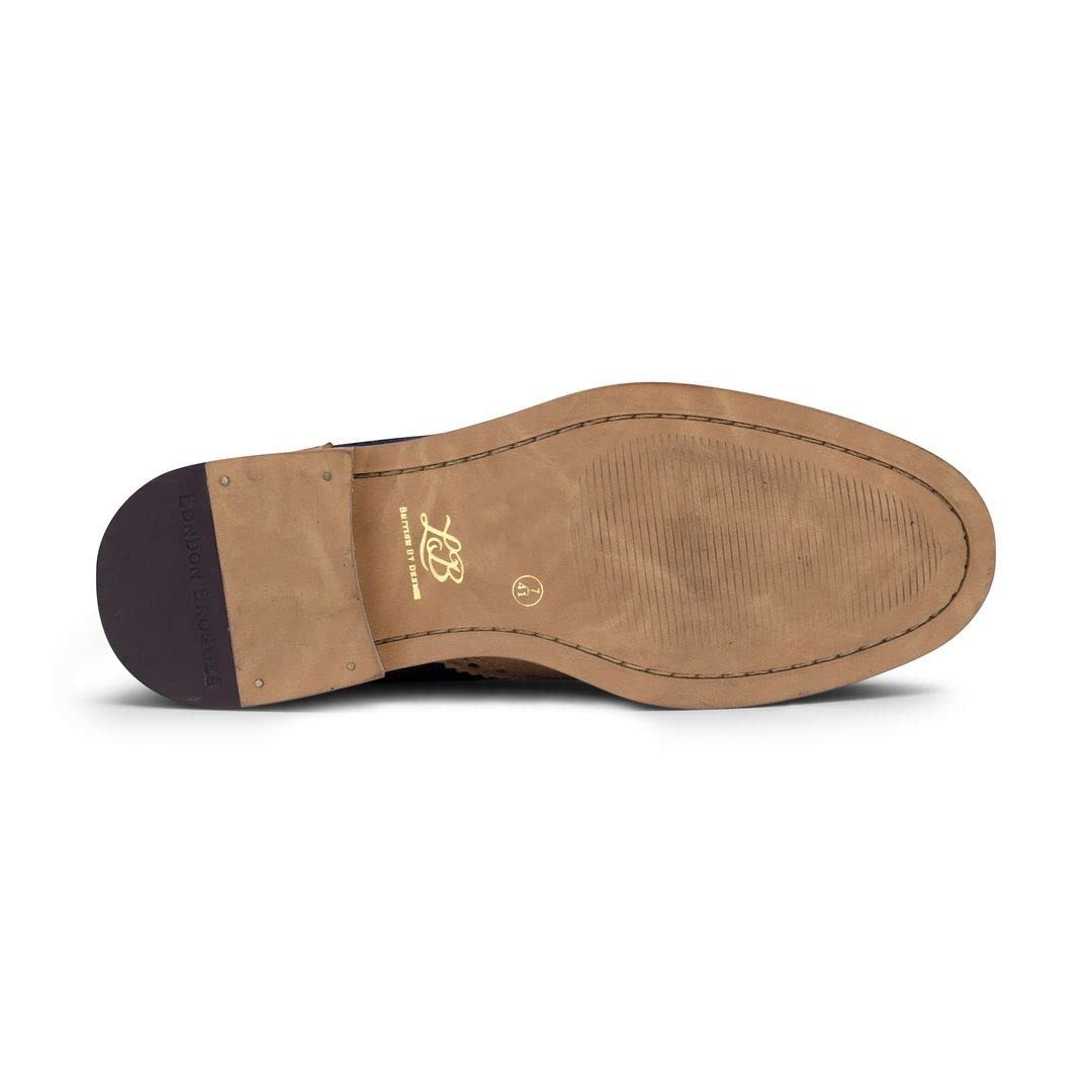 TruClothing.com Herrenschuhe 100% Echtleder Blau Braun Tweed Design Wildleder Brogues