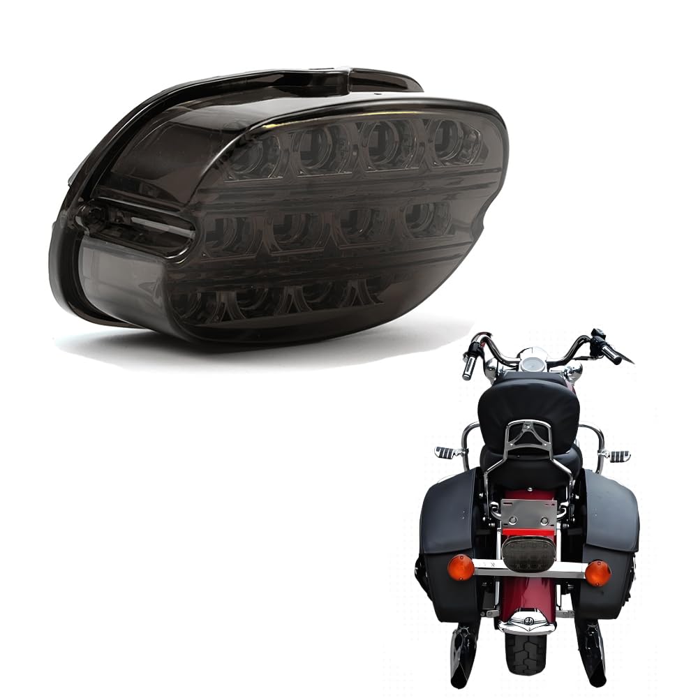Luce posteriore per moto 12V Luce di stop a LED Luce posteriore per targa per Road King Electra Glide Street Bob Touring Luci posteriori (Nero)
