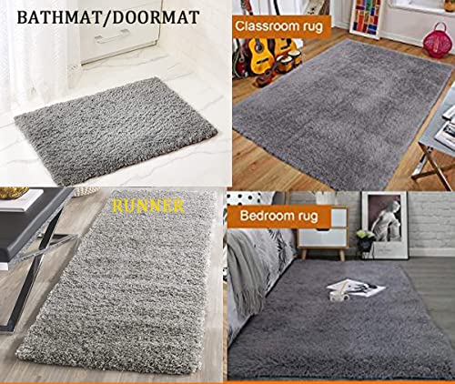 Image of Purav Light 2200 GSM Soft Fluffy Runner Mats (3 x 5 ft, Grey)| Durable & Washable Bedside Runner for Bedroom, Mat for Bathroom, Living Room Floor Home Decoration with Anti Skid Backing