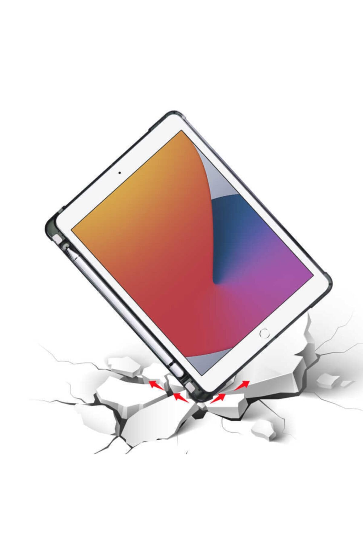 Zore Apple ile uyumlu iPad 9.7 2017 (5.Nesil) Kılıf Tri Folding Kalem Bölmeli Standlı Kılıf Siyah