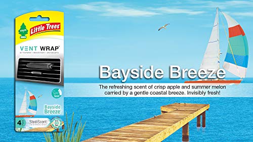 Little Trees Car Air Freshener Vent Wrap Provides Long-Lasting Scent, Invisibly Fresh. Bayside Breeze, 16 Count, 4-Packs #TOP2