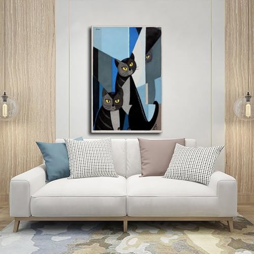 Toile Cats in Blue Inagaki Tomoo pour sublimer un mur de bureau
