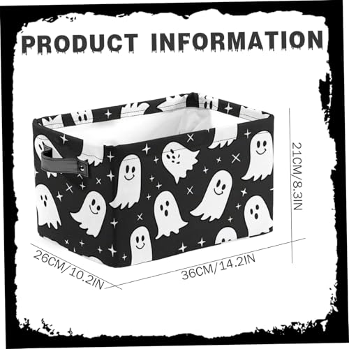 Cesta fantasma rectangular con asa resistente para almacenamiento de Halloween infantil 6