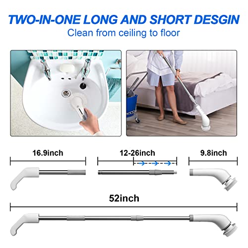 Szfixez Electric Spin Scrubber, Electric Cleaning Brush - 2 Speeds, Sxt-160 Cordless Power Spinning Cleaner Brush, Handheld Shower With 8 Replaceable Brush Heads For Tile, Tub, Sink, Wall, Bathroom #TOP2